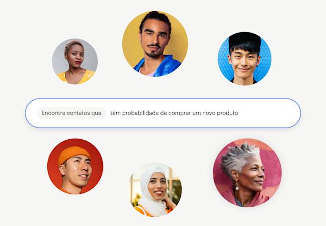 uma barra de pesquisa mostrando a capacidade de encontrar contatos por meio da segmentação de público
