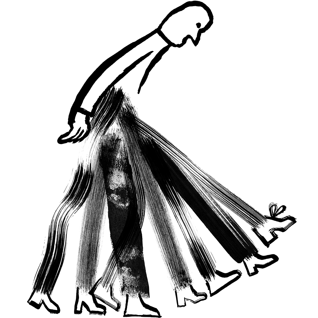 Illustration of a human with multiple legs